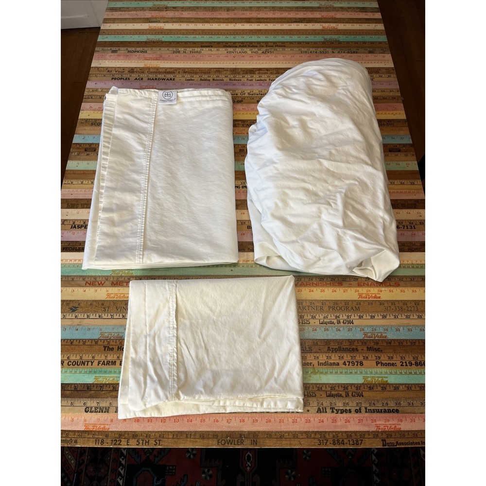 Threadmill Home Linen White Full Fitted Sheet 100% Supima Heavy Cotton Set 3 Pc